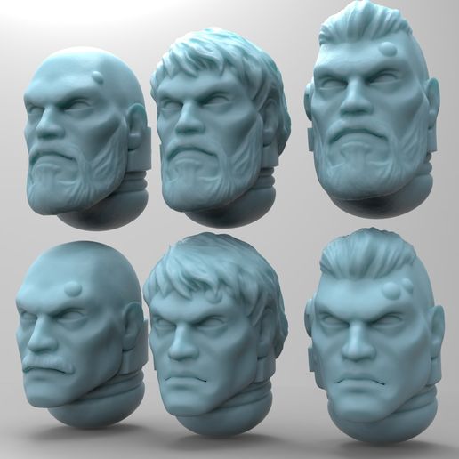 Space Soldier Heads - Set B 3D model