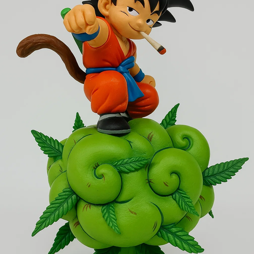 👦 Goku Boy smoking marijuana on flying cloud
