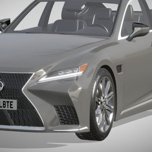 Grey Lexus LS 500h Luxury Hybrid Sedan 3D model