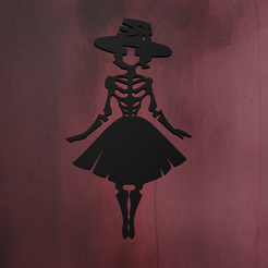Skeleton-Girl-2.png STL-Datei Skelett Mädchen Wandkunst・3D-druckbare Vorlage zum herunterladen