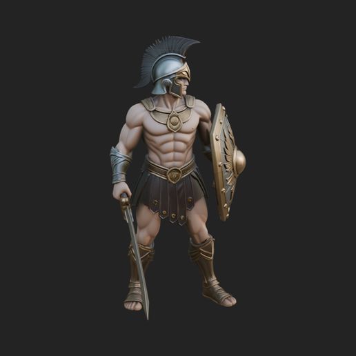Greek Hoplite Warrior Statue Design 38 - 3D Print Model
