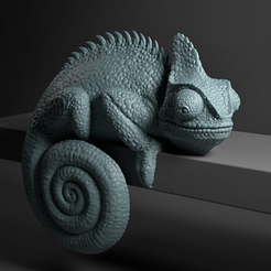 ChameleonRender.png OBJ file Chameleon for monitor/shelf etc・3D print model to download