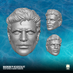 1.png STL-Datei Magnum PI Fan Art Kopf 3D druckbare Datei・Modell zum Herunterladen und 3D-Drucken