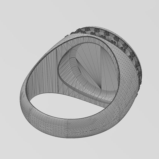 volume2.jpg Diamond halo Claddagh heart crown round signet ring size 9 3D print model