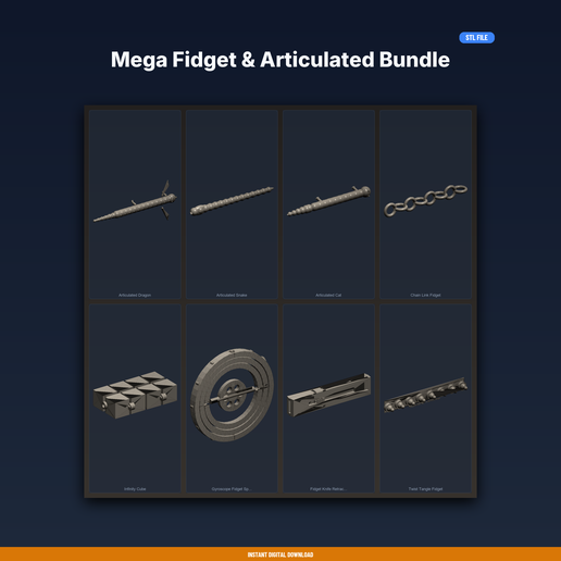 Mega Fidget & Articulated Bundle - 8-Model STL Bundle