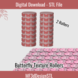 Butterfly-Texture-Roller.png Butterfly Texture Roller Digital STL File for Polymer Clay | DIY Jewelry and Cookie Making Tool
