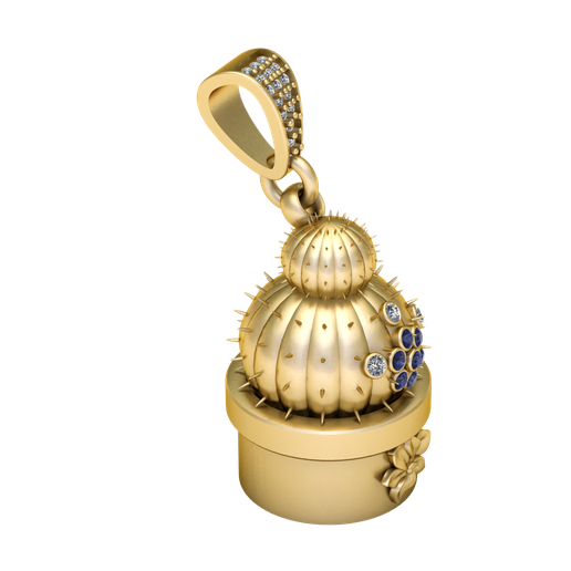 3D Printable Cactus in a Pot Pendant