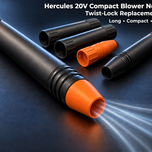 Hercules 20V Compact Blower Nozzles – Twist-Lock Replacement Set (Long, Compact, Stubby)