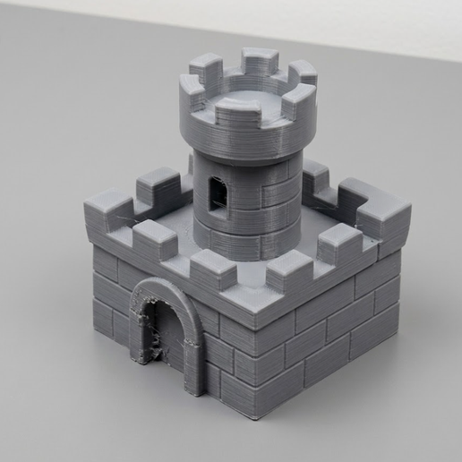 🏰 Minimalist & Stylized Mini Castle Keep・ STL File for 3D printing・Cults