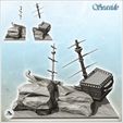 3.jpg Carcass of wooden galleon on rock with two masts (2) - Pirate Jungle Island Beach Piracy Caribbean Medieval Skull Renaissance