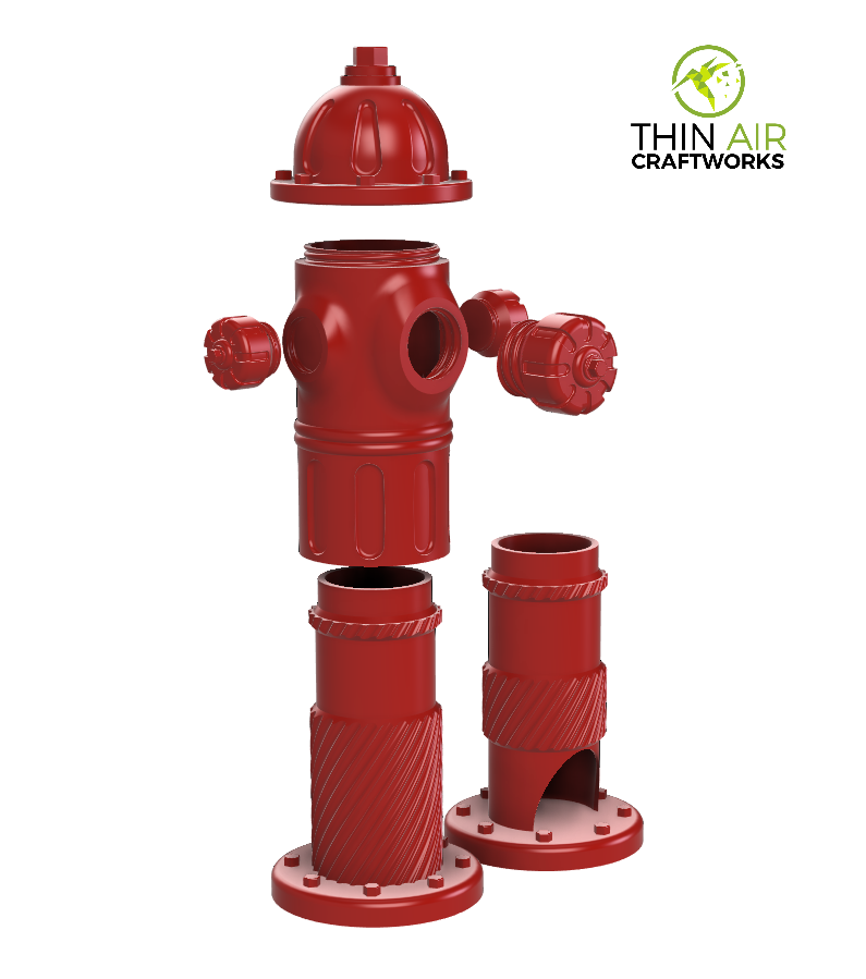 THIN CRAFTWORKS STL-Datei Feuer Hydrant Stash Container・Modell zum Herunterladen und 3D-Drucken, ThinAir3D