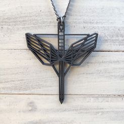 WoodenBack.jpg Fichier STL Pendentif bouclier d'ange Wynonna Earp・Modèle à télécharger et à imprimer en 3D