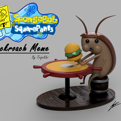 RoachThumbnail.png Free STL file SpongeBob Squarepants Cockroach Meme・3D printer model to download