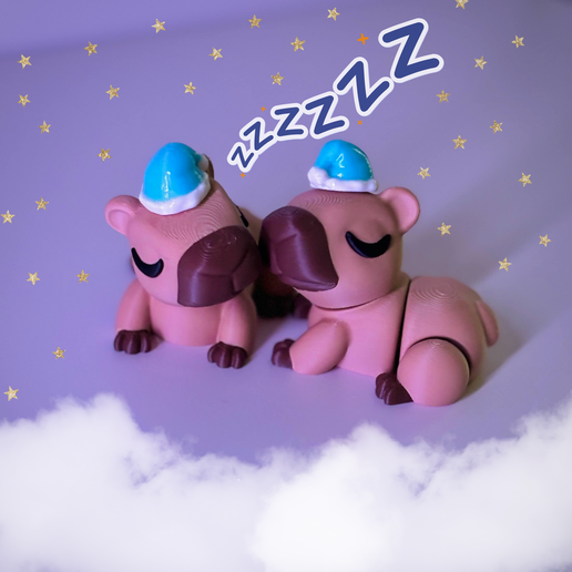 Capy, Capy, Capyyy! Capybara Flexi w Hats 🧡 ・ 3D File for 3D printing・Cults