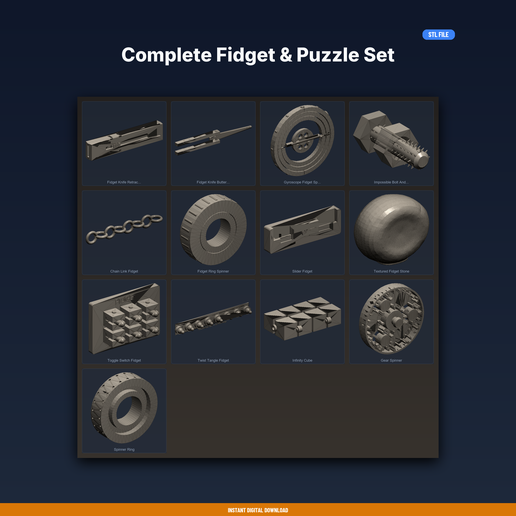 Complete Fidget & Puzzle Set - 13-Model STL Bundle