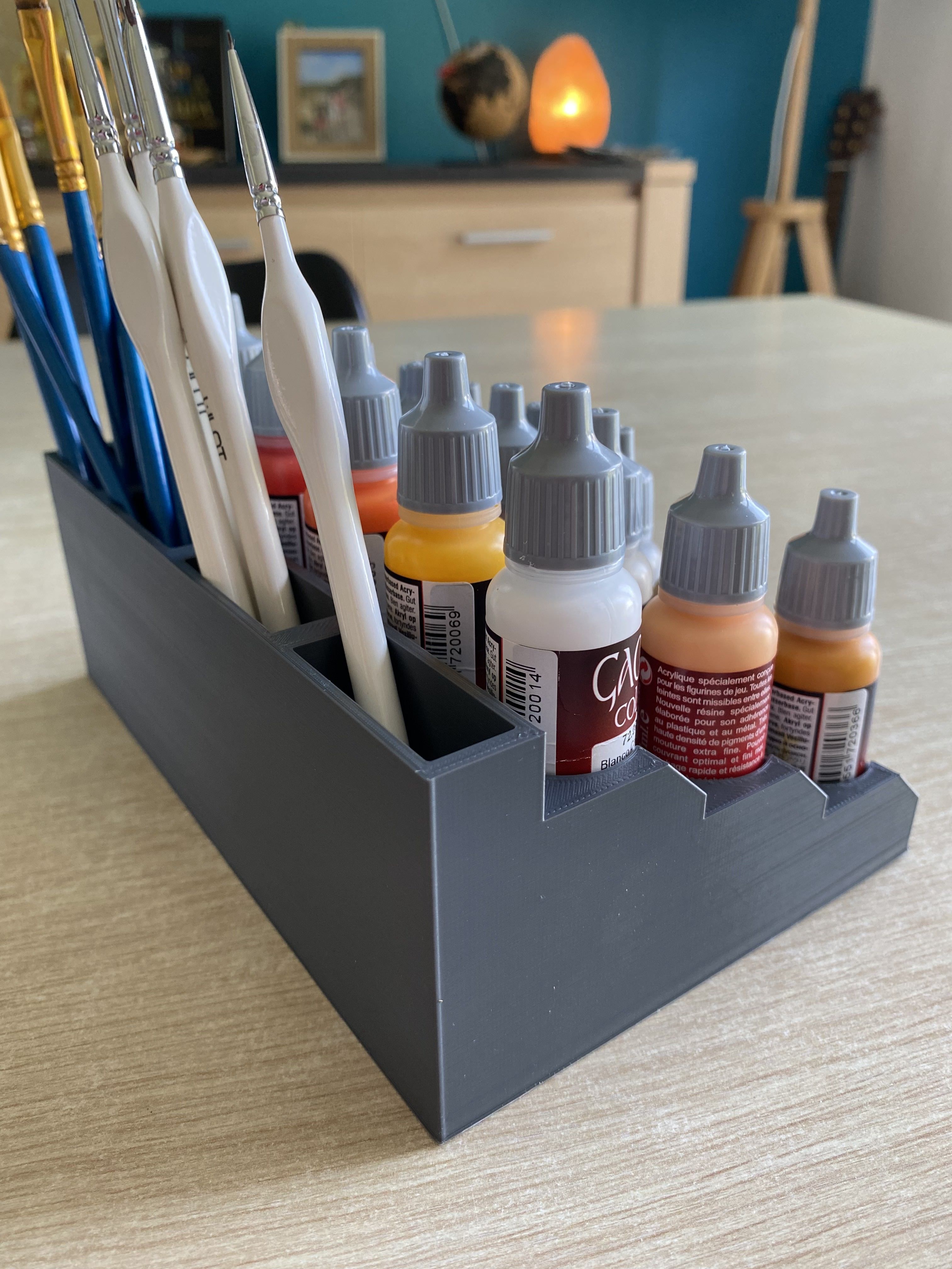 Free STL file Vallejo paint bottle holder + Brushes・3D print model to