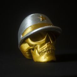 IMG_1661.JPG Archivo STL gratuito Cráneo con gorra militar・Design para impresora 3D para descargar