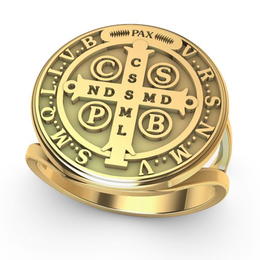 Ring religious Sao Bento Saint Benedict 3D print model 3D model