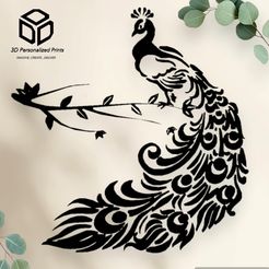 peacock-on-tree-branch8.jpeg Majestic Peacock Wall Art: 3D Printed Elegance