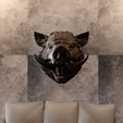 WILD-BOAR-mouth-open-2.png wild boar mouth open wall decor STL