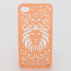 tribal lion-Iphone-case-5 render.jpg STL file Tribal Lion Floral Iphone Case 6 6s・3D print design to download