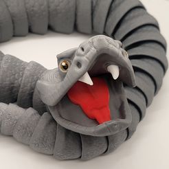 Jouet articulé serpent à sonnettes, corps imprimé, tête encliquetable, mignonne-flexi