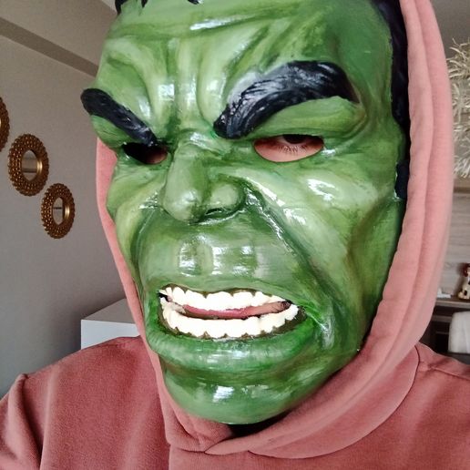 Hulk Cosplay Mask STL | Marvel Hulk Hero Cosplay Mask | Full Face Hulk Mask 3D model