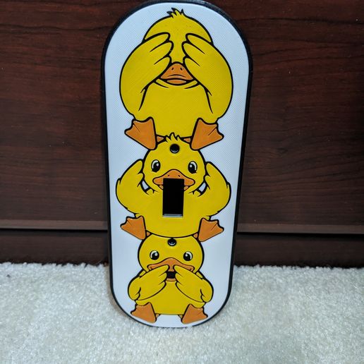 PXL_20250622_013023776.jpg Rubber Ducky See No Evil, Hear No Evil, Speak No Evil Single Light Switch Cover