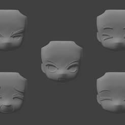pack2.png STL file Face Pack 1 for Modular Anime Chibi Figurine・3D printer design to download