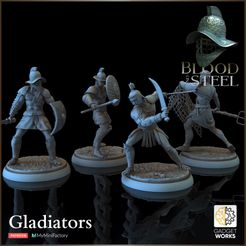 release_galdiators_3.jpg Archivo 3D Gladiador romano - Juego de 4 figuras de gladiadores.・Objeto imprimible en 3D para descargar
