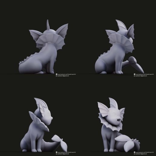 Vaporeon_11.jpg Fichier STL Flareon & Jolteon & Vaporeon(Pokemon)・Design à télécharger et à imprimer en 3D, PatrickFanart