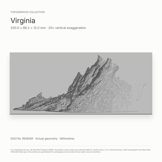 Virginia Whole-Area 3D Terrain STL + 3MF | Two Printable Versions - STL and 3MF Bundle