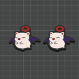 FF-Moogle-1.png Moogle Final Fantasy Keychain x 2 (versões de uma e de duas faces) Coleção de Chaveiros Final Fantasy - 4 cores 3MF para impressoras AMS