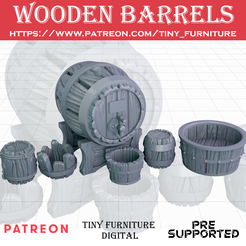 WBrrels_3.png STL file Wooden barrels・3D printable design to download