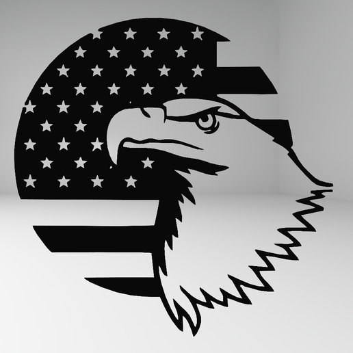 Eagle Head with American Flag - Patriotic Line Art