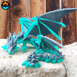 8.png Armored Spike Dragon, Powerful Four Winged Dragon, Flexible, Print In Place, Cinderwing3D