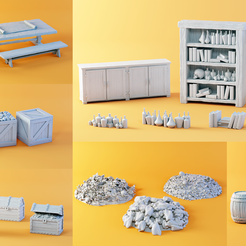 001.png Archivo STL Mobiliario y accesorios (28mm) juego completo・Idea de impresión 3D para descargar