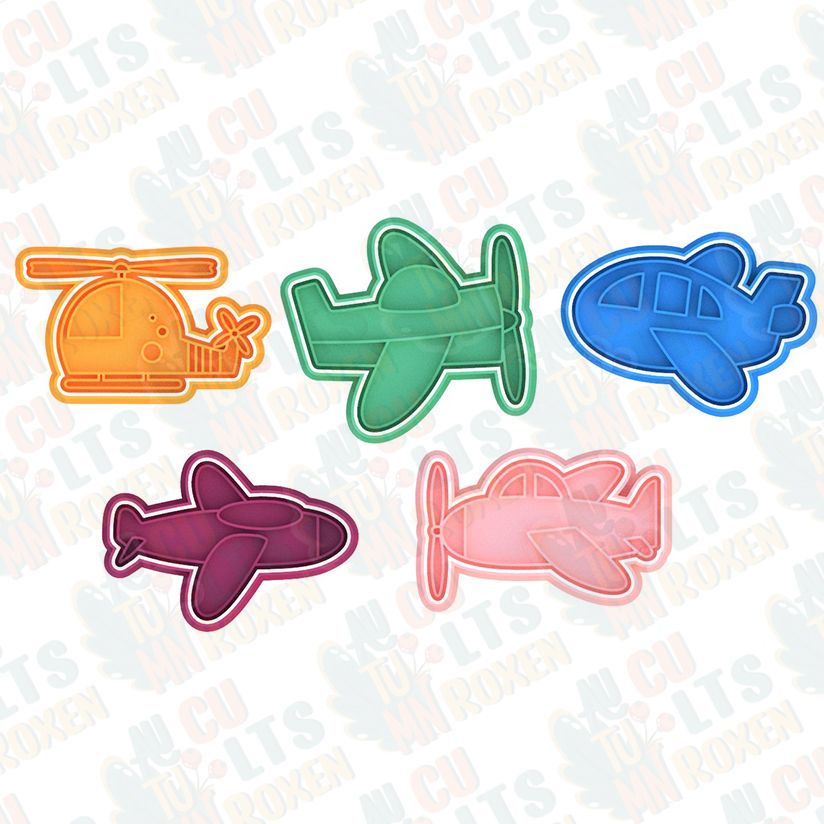main.jpg 3D file Aircraft plane cookie cutter set of 5・3D print object to download, roxengames