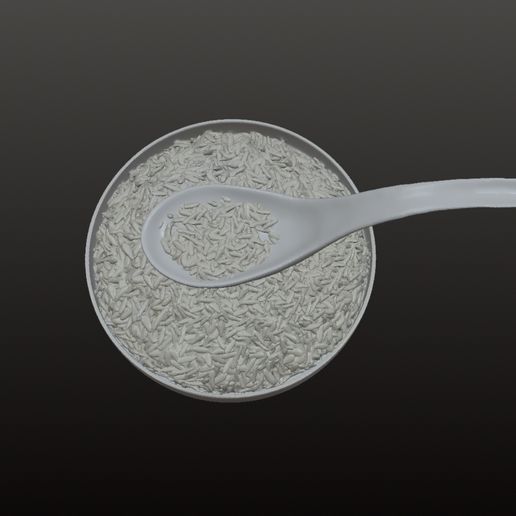🆓 [FREE] Miniature Steamed Jasmine Rice & Ceramic Spoon・Free STL File ...
