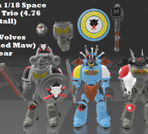 🛰 Custom 1/18 (4.76 inches tall) Bloodied Maw Space Wolves and ...
