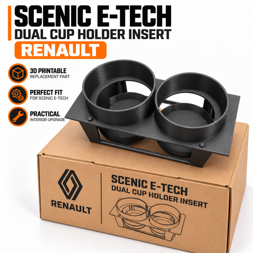 Renault Scenic E-Tech Dual Cup Holder Insert – Center Console Mug Holder