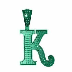 j-1.jpg STL file K ALPHABET PENDANT WITH ROUND DIAMOND・3D printable model to download