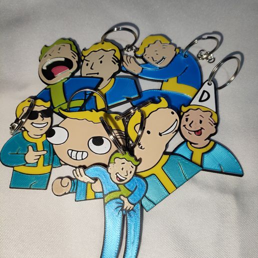 👱🏻‍♂️ Vault Boy Meme 8-Pack Keychain Set Fallout ☢️・ 3MF - Main Image