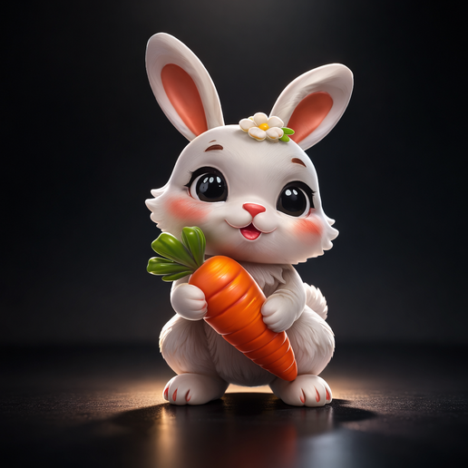 Cute Easter Bunny with Carrot – Adorable Spring Rabbit 3D Print – Festive Easter Decor