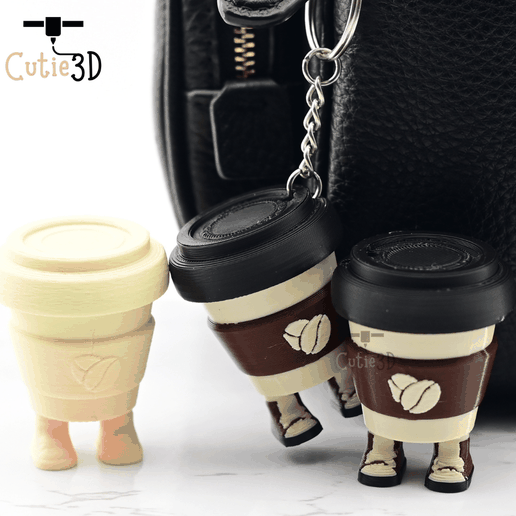 ソンファ カップスリーブキーリング cup sleeve keyring ☕ Cutie3D Coffee Cup With Legs Keycap Fidget Clicker Keychain