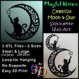 Cat-Moon-Star-IMG.jpg Playful Kitten Celestial Moon and Star Cat Toy Silhouette Wall Art