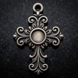 01-1.png Baroque Cross Pendant with Cabochon Setting 3D print model