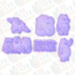 main.jpg 3D file We bare bears cookie cutter set of 6・3D printer model to download, roxengames