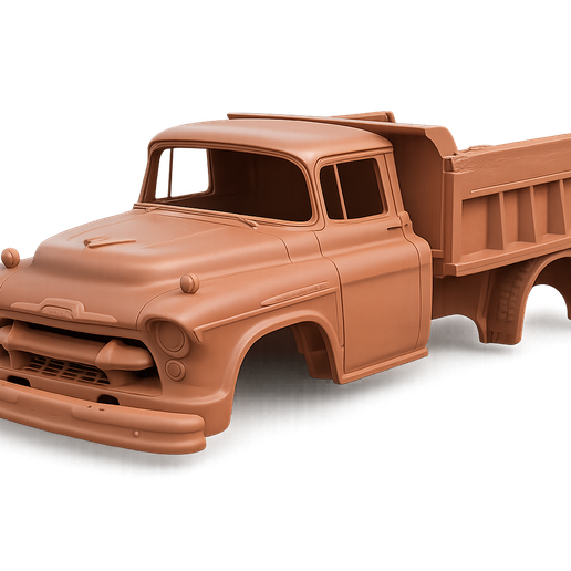 1956 chevy 6100 dump body, commercial frame, shell, hollow cab, rc trucks, scale models, stl file