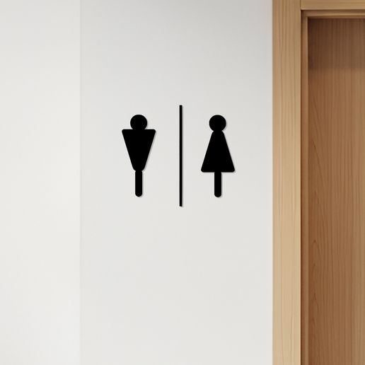 WC, Toilet Sign, Restroom - 3D model önizlemesi